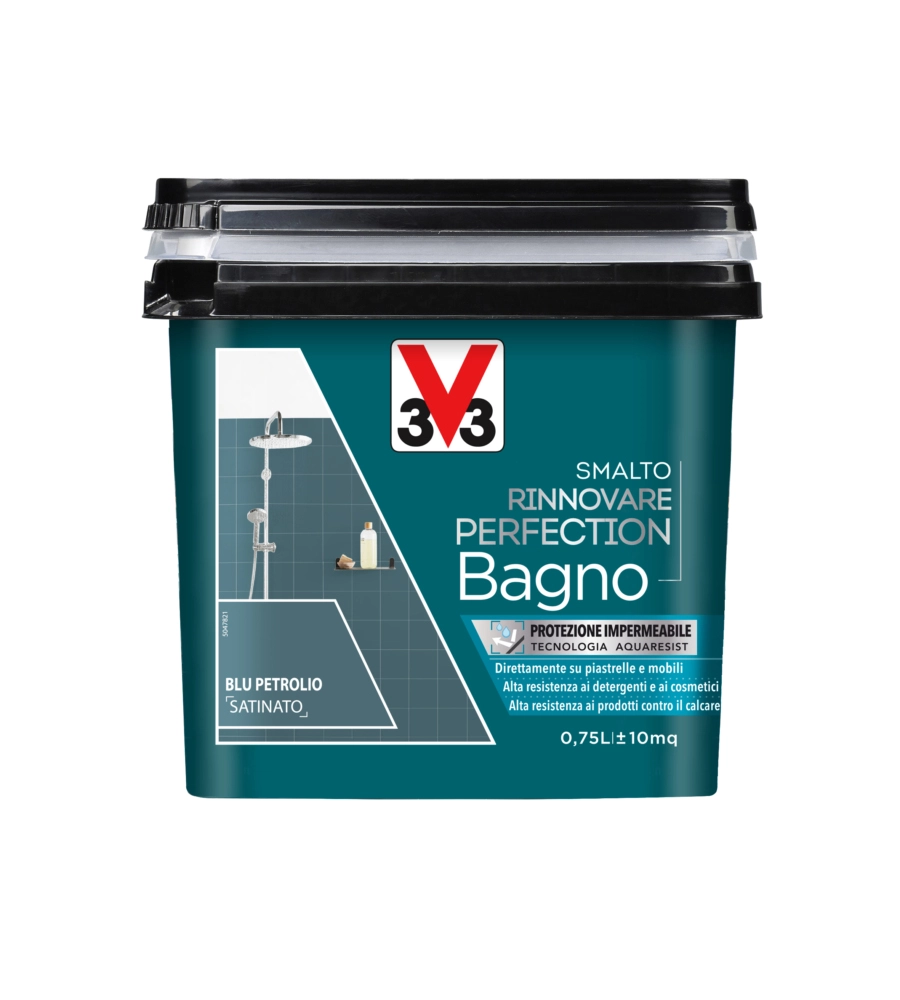 Smalto multi-materiale rinnovare perfection - bagno - blu petrolio satinato - 0,75 litri